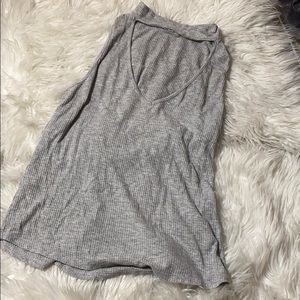 Gray Cutout High Neck Tank